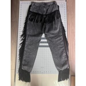 Nasty Gal Fringe Jeans 6 – Western Black Denim, Festival Rodeo Pants